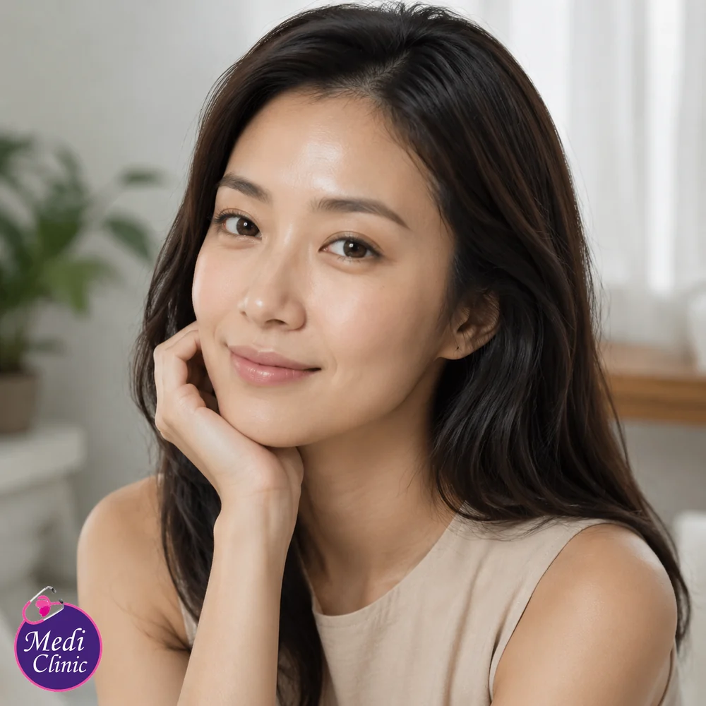 Asian woman with natural healthy-looking skin Asian woman with natural healthy-looking skin