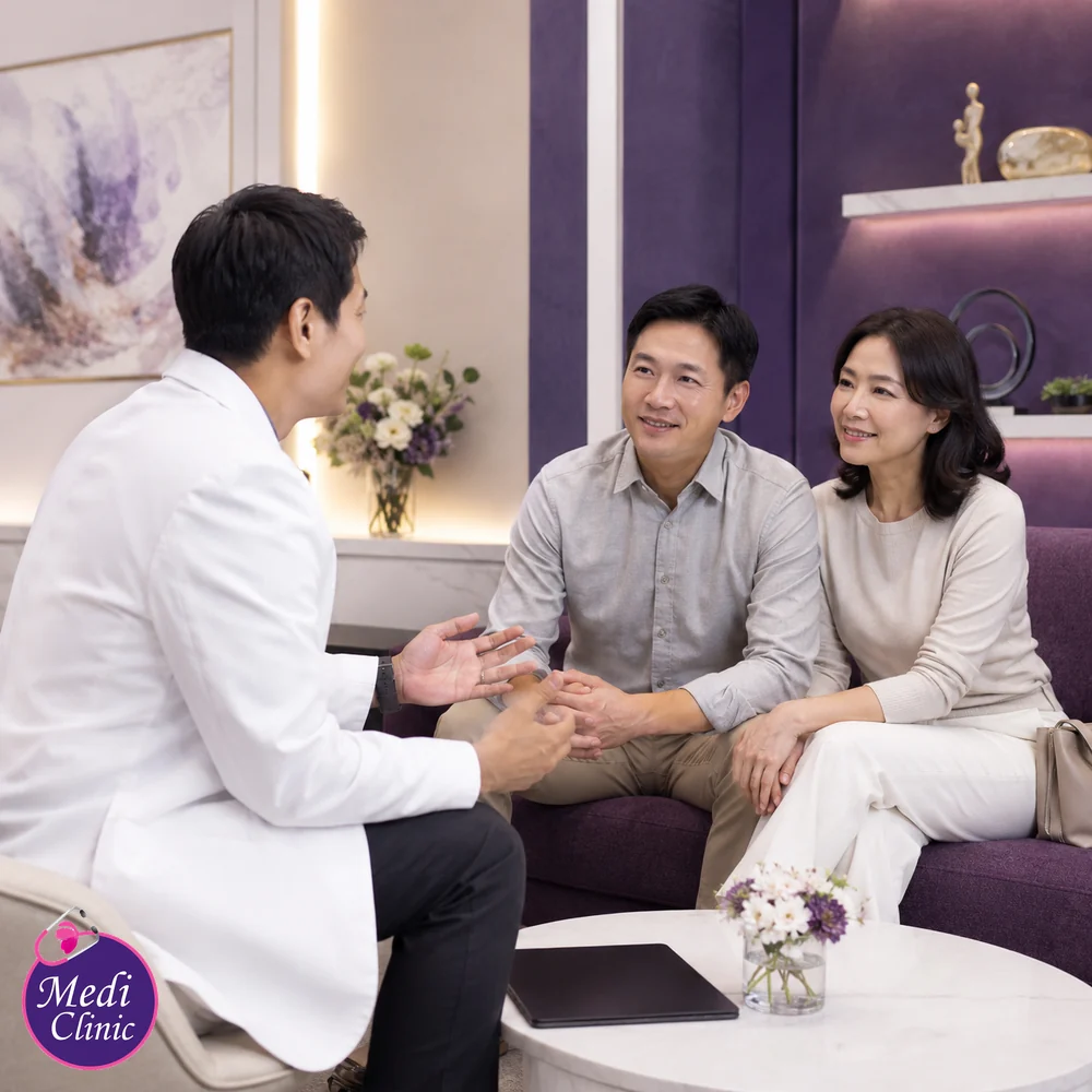 Asian couple having a preventive wellness consultation Asian couple having a preventive wellness consultation